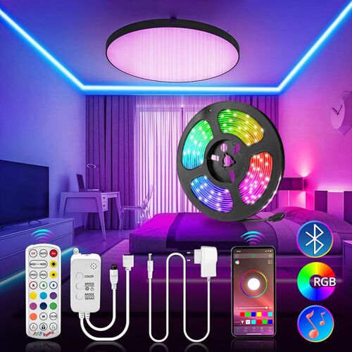 LED Strip 5050 12V Music Sync RGB Light Bluetooth Control Fl