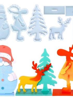 1 Set Christmas Ornaments Epoxy Resin Mold Xmas Elk/Snowman/