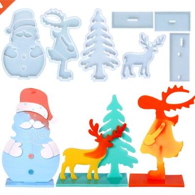 1 Set Christmas Ornaments Epoxy Resin Mold Xmas Elk/Snowman/