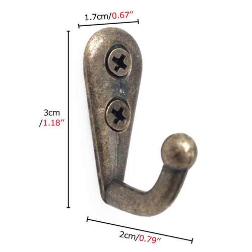 10pcs/lot Vintage Wall Mounted Single Prong Hook Retro Mini
