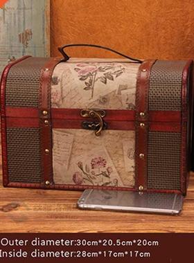 Retro Wooden Treasure Box Makeup Organizer Jewelry Box Stora