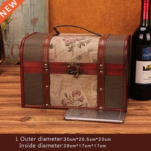 Retro Wooden Treasure Box Makeup Organizer Jewelry Box Stora