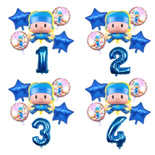 6pcs/set Cartoon Pocoyo  Foil Balloon 32inch Number Balloon