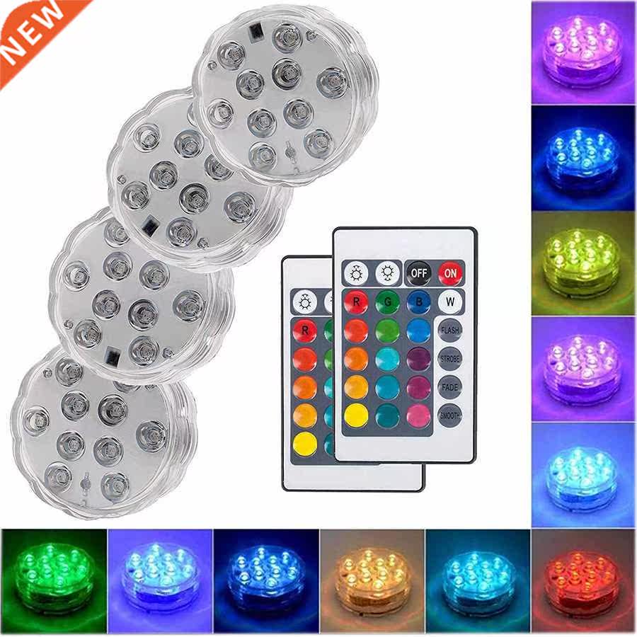 10 Led Remote Controlled RGB Submersible Lig Battery Opera