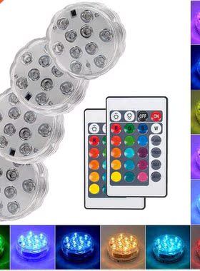 10 Led Remote Controlled RGB Submersible Lig Battery Opera