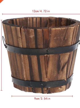 Retro Round Wooden Flower Pots Plnter Brrel Home Grden Ou