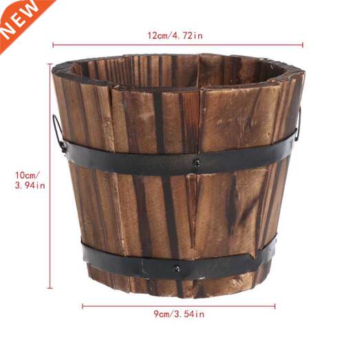 Retro Round Wooden Flower Pots Plnter Brrel Home Grden Ou