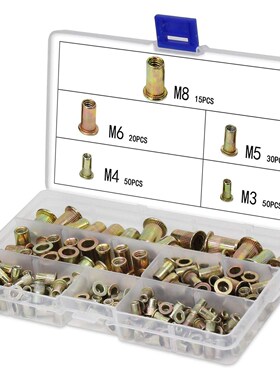 165PCS Plated Carbon Steel Rivet Nut M3 M4 M5 M6 M8 Flat Hea