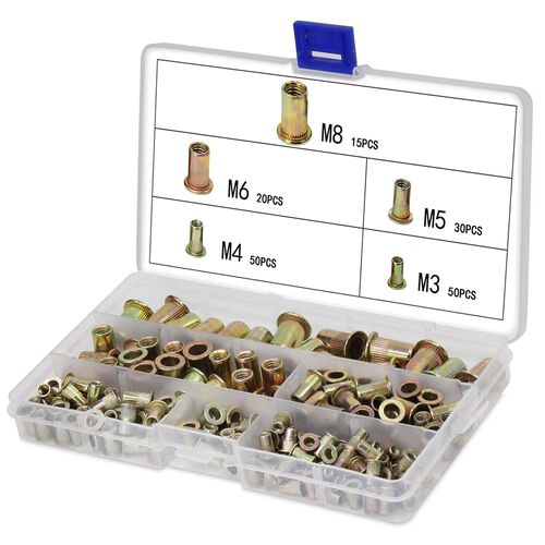 165PCS Plated Carbon Steel Rivet Nut M3 M4 M5 M6 M8 Flat Hea