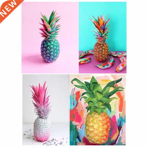 4 PCS Tropical Colorful Pineapple DIY Diamond Painting Decor