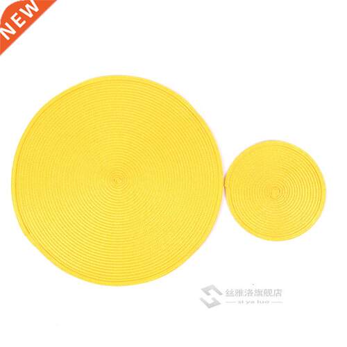1pc Round Woven Placemats PP Waterproof Dining Table Mat Non