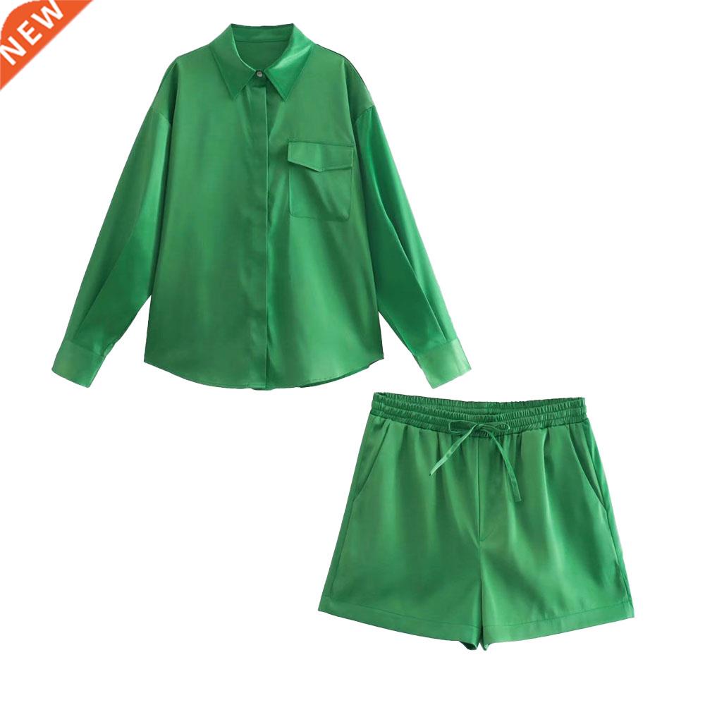 2022 Women's Jacket Silk Satin Texture Loose Shirt Jacke