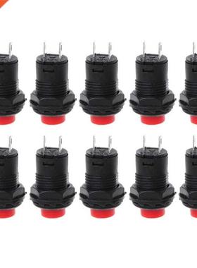 10X 2 Pn SPST 1.5A 250VAC 3A 125VAC Red Momentary Round Cap