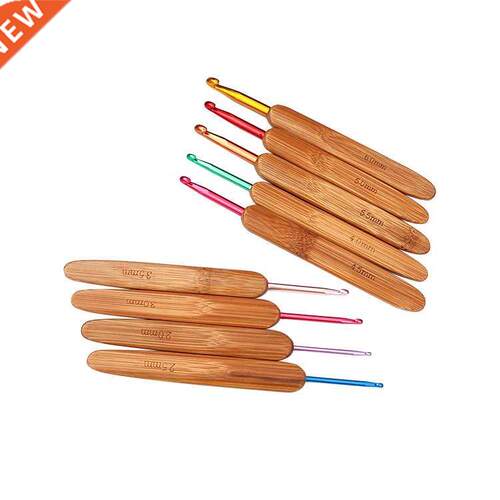 9Pcs/set High Quality Cbonized Bamboo Handle Crochet Hooks