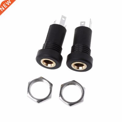 2Pcs 3.5MM Audio Jack Socket 3 Pole Black Stereo Solder Pane
