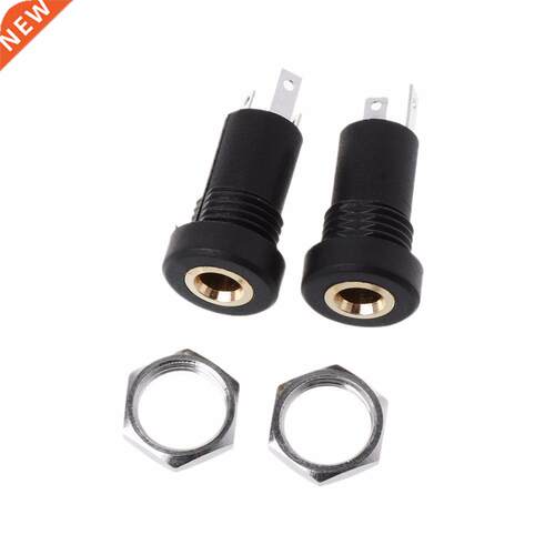 2Pcs 3.5MM Audio Jack Socket 3 Pole Black Stereo Solder Pane