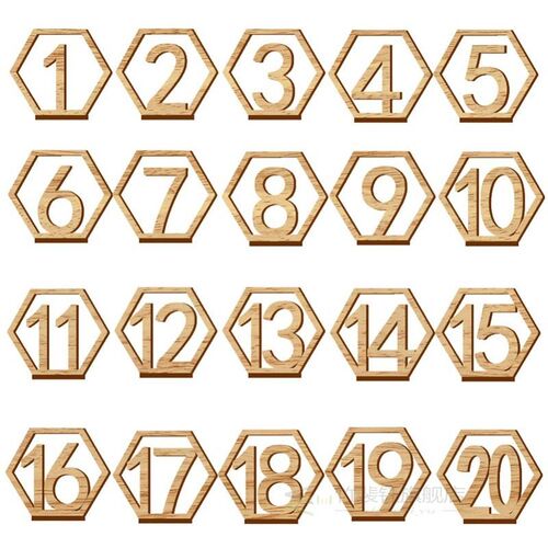 1-20 Numbers Wood Signs Wedding Hexagon Table Number Wooden