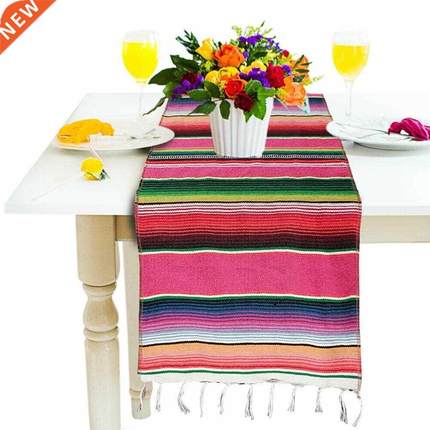 Popular Mexican Table Runner Stripe Shawl Blanket Rainbow Ta