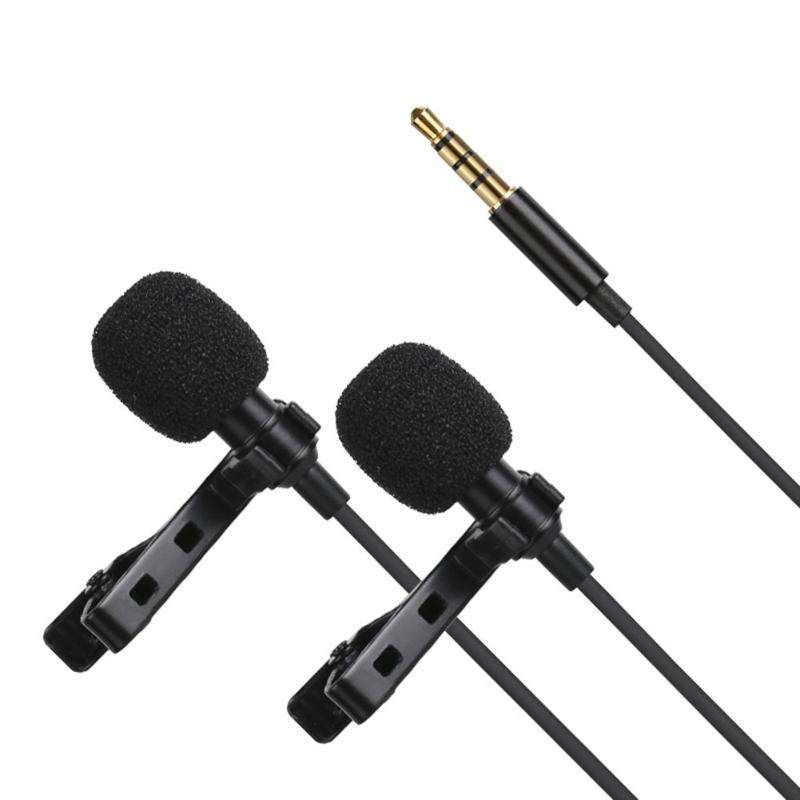 3.5mm Mini Lavalier Lapel Microphone Dual Headed Clip On Con