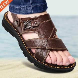 MAYCAUR 2022 NEW PU Leather Beach Sandals Man Shoes Summer C