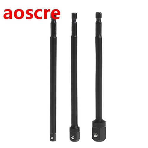 3 Pcs Socket Adapter Set Hex Shank To 1/4 3/8 1/2 Inch Impac