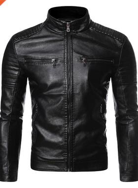 Men Autumn Brand New Causal Vintage Leather Jacket Coat Men