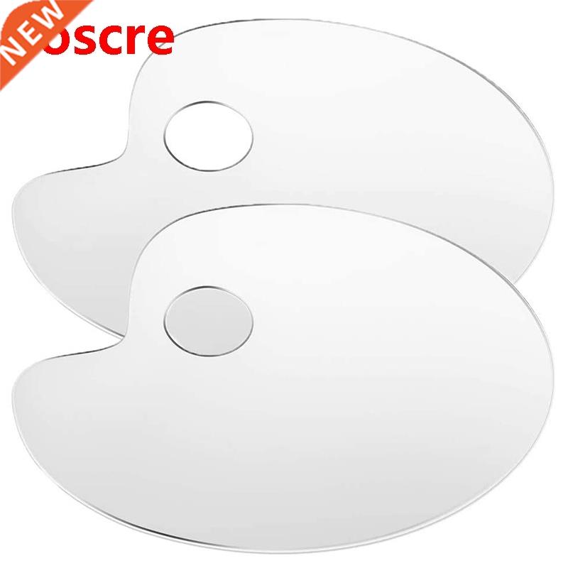 2Pcs Acrylic Artist Paint Palette 11.8 x 7.9 Inch Clear Oval