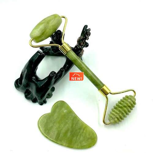 Facial Massage Roller Gua Sha Jade Stone Slimming Face