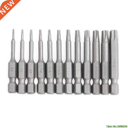 12pc/Set 1/4 Inch Length 50mm T5-T40 Magnetic Torx Electric