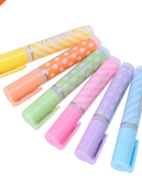6pcs Mini Dots Striped Highlighter Fluorescent Pen Marker Pa