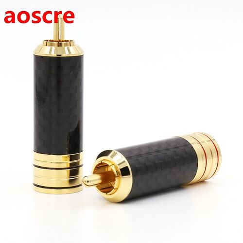 4PCS Hifi audio Gold Plated Carbon fiber RCA Extension cable