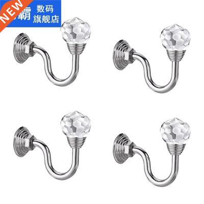 4 Pcs Clear Crystal Wall Mounted Curtain Holdbacks Tassel Cu