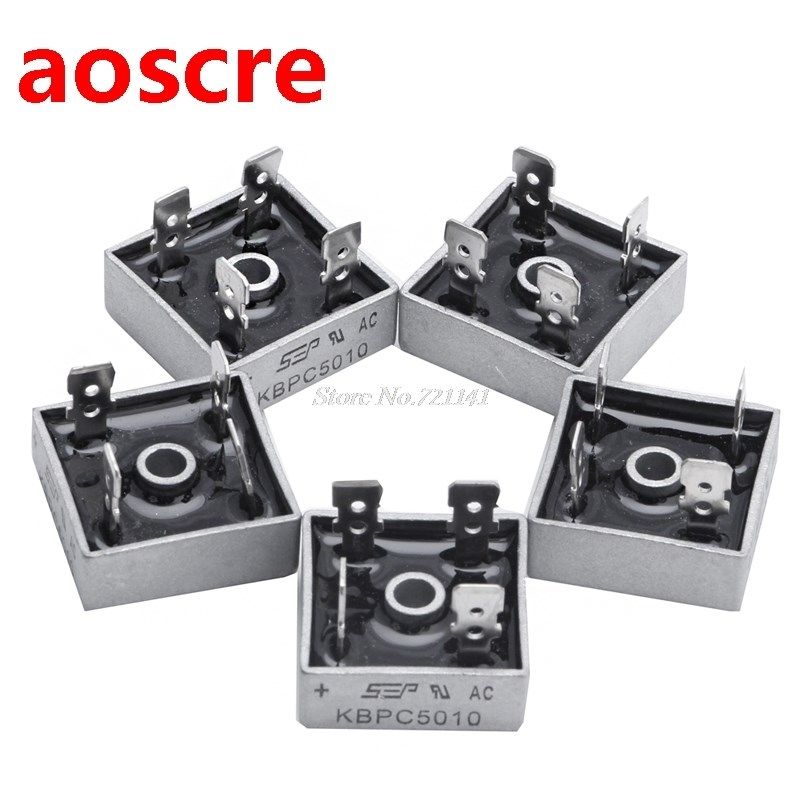 5Pcs 50A KBPC5010 1000V Metal Case Single Phases Diode Bridg