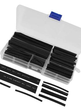 Black Assorted Szes Heat Shrnkable Tube Sleevng Wrap Wre