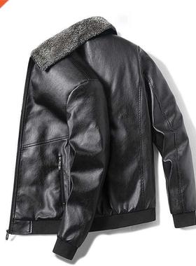 Winter Warm Men's Leather Jackets Thick Leather Casual J