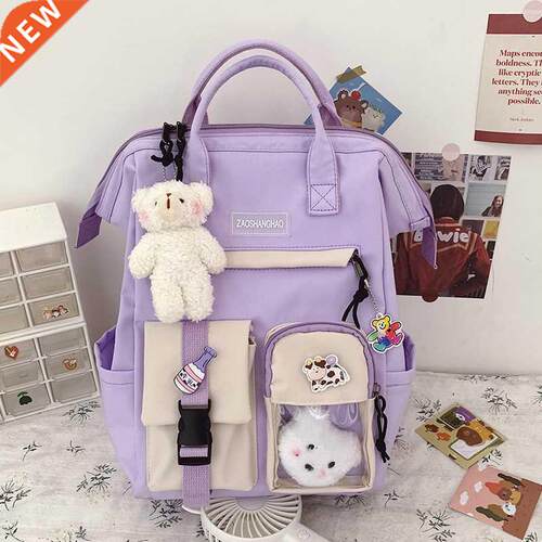 2021 Preppy Purple Backpack Women Waterproof Candy Colors Ba