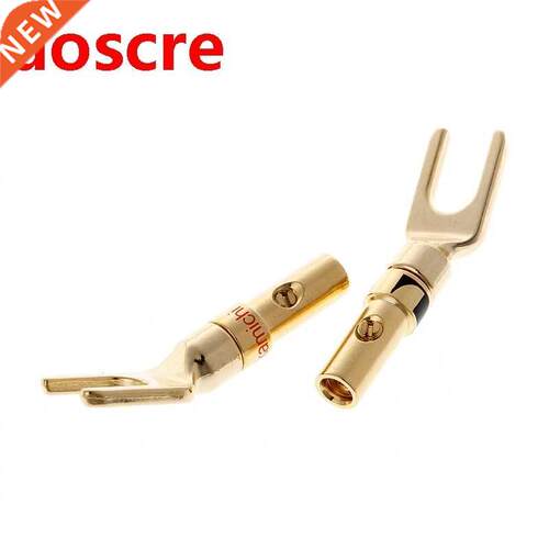 8 Pcs Brass Gold Plated Y Spe Speaker Plugs Audio Screw Fo