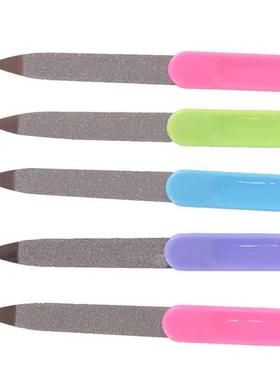 5pcs/lot Nail Art Buffer Files Plastic Handle Metal Double