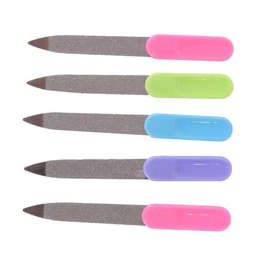5pcs/lot Nail Art Buffer Files Plastic Handle Metal Double