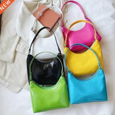 Vintage Women Patent Shoulder Underarm Bag PU Leather Casual