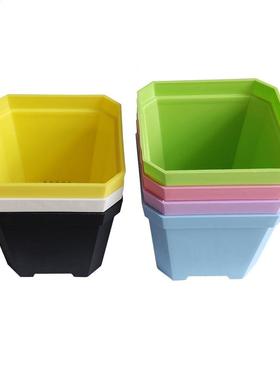 14 Pcs Plastc Thcken Square Flower Pots Home Garden Offce