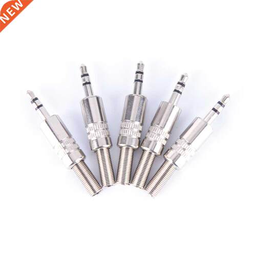 5Pcs 3.5mm Stereo Male Audio Jack Plug Adapter Connector Sil