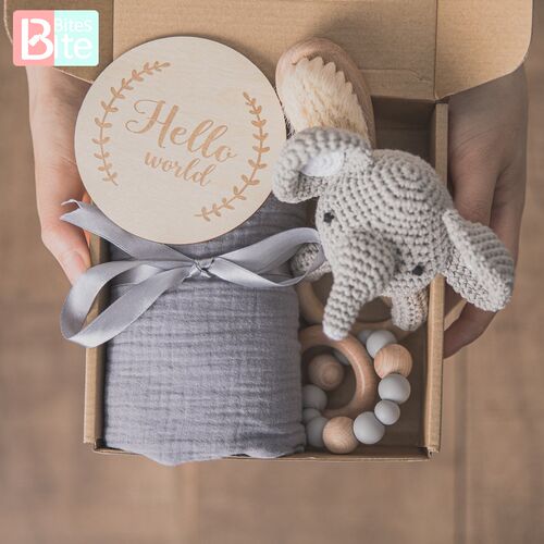 Baby Towel Newborn Bath Toy Set Gifts Box Double Sided Cotto