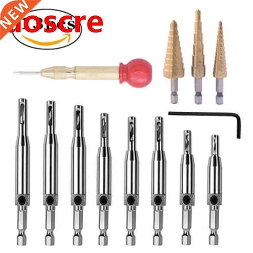 13pcs/set Woodworking Step Drill Bit Pagoda Hinge Center Pun