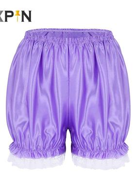 Anti Exposure Bloomers Safety Short Pants Women Shiny Lace L