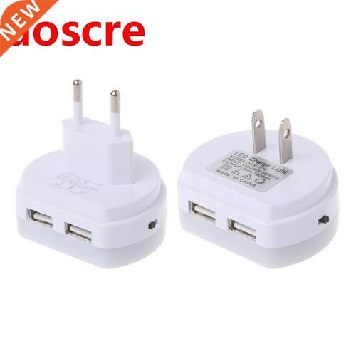 LED Night Light With Dual USB Wall Charger Plug Dusk to Dawn