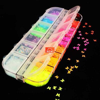 Fluorescence Butterfly Heart Fruits Various Shapes Nail Art