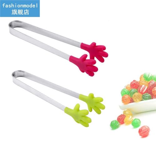 1pc Stainless Steel Kitchen Tongs Non-Slip Silicone Tip Tong
