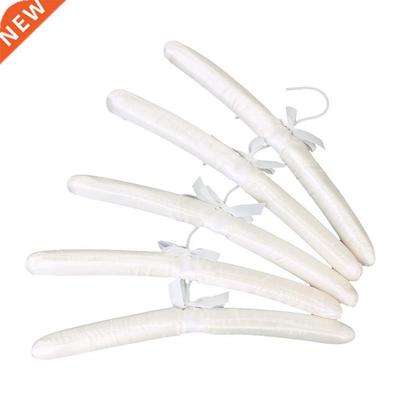 5 X White Satin Padded Clothes Hook Hanger