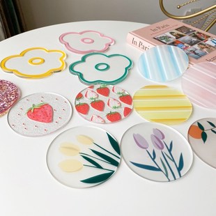 South Korea Ins Color Acrylic Coaster Insulation Pad Creativ